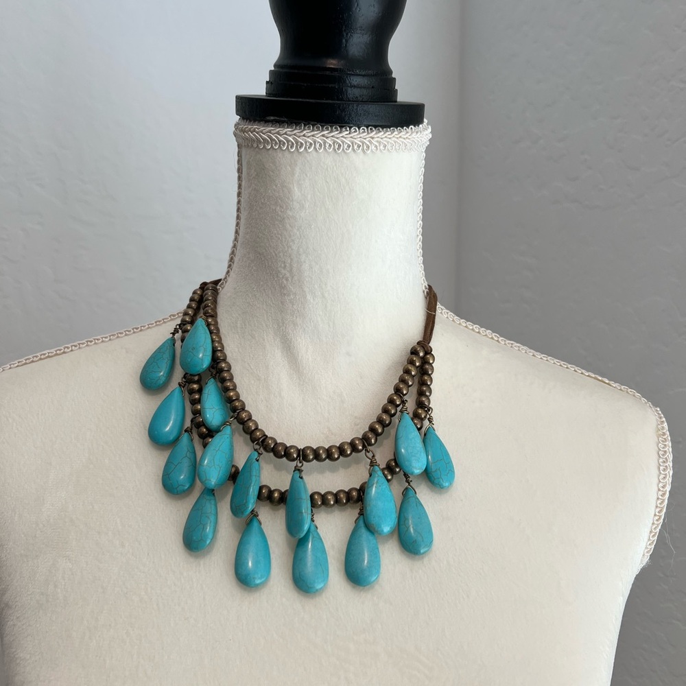 Cost Plus World Market Aqua Teardrop Necklace
